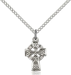 Sterling Silver Celtic Irish Cross Trinity Pendant Necklace 18″Chain Gift Box