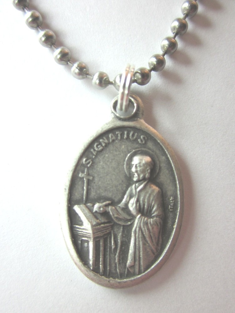 St Ignatius of Loyola Medal Pendant Necklace 24″ Ball Chain Gift Box Prayer Card