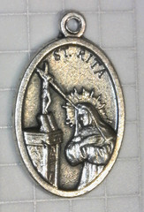 Saint St. Rita/Pray for Us Oxidized Die Cast Italian 1 inch Pendant for necklace