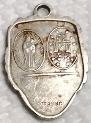 Antique Sterling Shield Religious Medal Saint Christopher Mary Sacred Heart