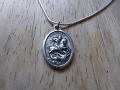 St George Pray for Us Medal 925 Sterling silver chain Necklace + prayer card