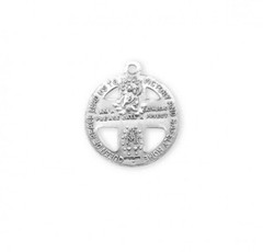 925 Sterling Silver 4 Way Catholic American Military Pendant Medal Necklace