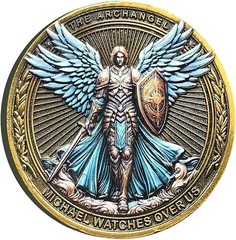 Archangel Michael Challenge Coin with Psalm Father’s Day Gift for Dad