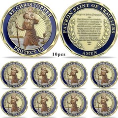 New Lot Of 10 St Christopher Protect Us Challenge Coin Set Religious Collectible