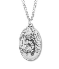 925 Sterling Silver Saint Christopher Travelers Pendant Medal Necklace w/ Chain