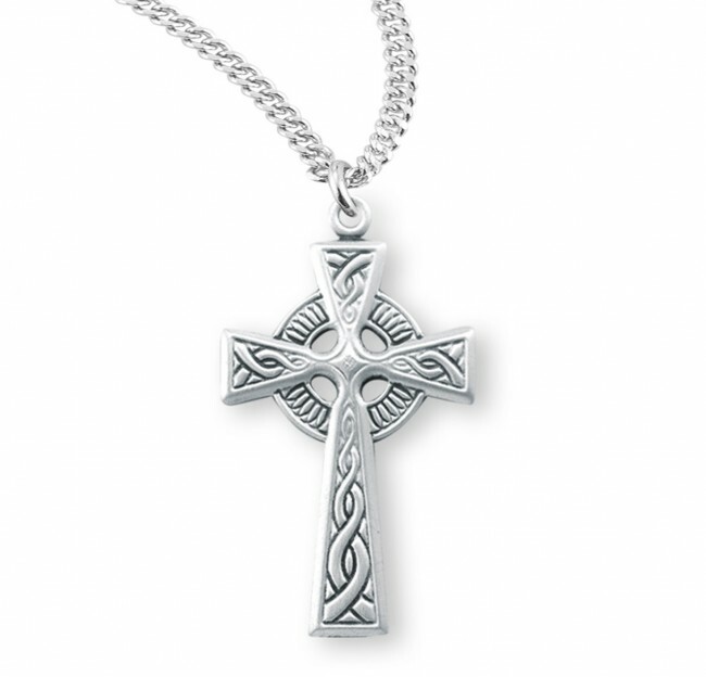 Sterling Silver Irish Celtic cross 1.2″ Medal + 20″ Chain S172620