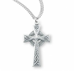 Sterling Silver Irish Celtic cross 1.2″ Medal + 20″ Chain S172620