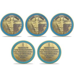 5Pc Lion Of Judah Christian Coin Joshua 1:9 Bible Inspirational Faith Token Gift