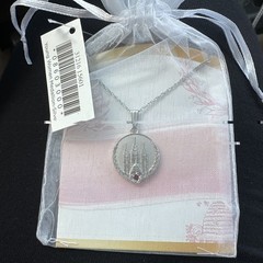 LDS Young Women Personal Progress Temple Medallion Womanhood Necklace Red Stone
