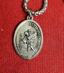 St Saint Christopher Medal Pendant Necklace Protect Us from ITALY