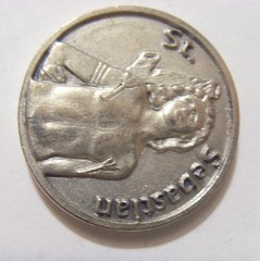 vint 30 mm Catholic Saint Sebastian religious athletes prayer pocket token 54293