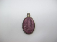 Vintage Catholic Silver Pink Purple Enamel Holy Medal Our Lady of Lourdes, x