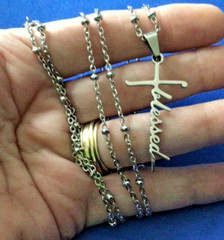 Solid Stainless Steel Blessed Cross Necklace Beaded Rosary Chain 30”