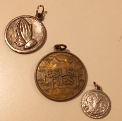 Sterling Silver Italy SS Religious Medal Lot Serenity Prayer Jesus First QOP