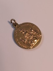St. Dominic Queen of the Most Holy Rosary Medal Pendant Pray For Us Gold Tone