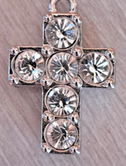 ESTATE FIND SILVERTONE 6 CUBIC ZIRCONIA CROSS – APPROX. 3/4″L – SWAN MARKING