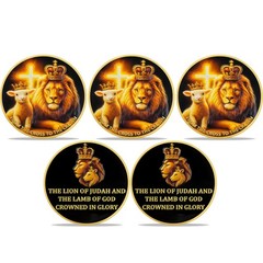 5pcs Christian Challenge Coin – Lion of Judah and Lamb Christianity Faith Gifts