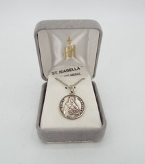 Vintage HMH St. Isabella Sterling Medal Pendant Necklace 18″ Original Box
