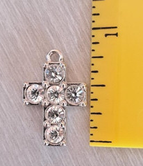 ESTATE FIND SILVERTONE 6 CUBIC ZIRCONIA CROSS – APPROX. 3/4″L – SWAN MARKING