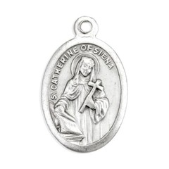 Saint St. Catherine of Siena – Pray for Us – Ox Antique Silver-tone 1″ Medal
