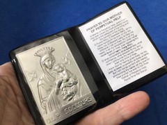 Our Lady of Perpetual Help Silver Metal Saint Plaque Folder Pocket Icon Prayer