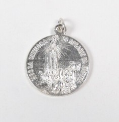 Vintage French Religious Medal Sacred Heart Jesus Fatima Signed Silver-plate