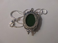 Our Lady of Guadalupe Medal Green Cameo necklace 925 sterling silver chain