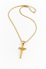 Gold Cross Neclace for Men Women- Stainless Steel Jesus Pendant gift 18” Chain”