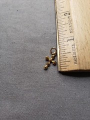 Vintage Medal Pendant Cross Small Pink Stones Religious Christian A49