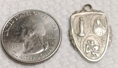 Antique Sterling Shield Religious Medal Saint Christopher Mary Sacred Heart