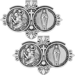 2 Pack St. Christopher Medal for Car Sun Visor Clip Decor Catholic Gift