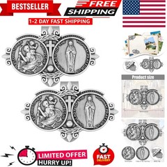 2 Pack St. Christopher Medal for Car Sun Visor Clip Decor Catholic Gift