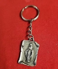CHRISTI CATHOLICSaint MARY AND SAINT CHRISTOPHER SILVER PLATE Keychain .ITALY