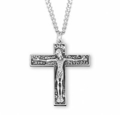 Good Friday Sterling Silver Crucifix 1.6″, 24″ Chain US Made, Velvet Gift Box