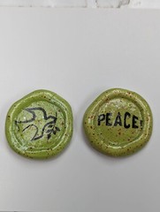 PEACE ! – Green Dove With Olive Branch 1-1/4 Inch Resin Pocket Stone – coin