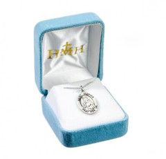 St. Monica Sterling Silver Oval 1.1″ Medal, Gift Box, 24″ Chain, US Made