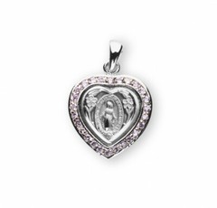 Sterling Silver Pink Cubic Zirconia 0.8″ Miraculous Medal Z1124PK18