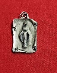 Vintage Catholic Saint MARY AND SAINT CHRISTOPHER SILVER PLATE MEDAL