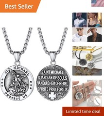 Elegant Saint Michael Medal Necklace for Men – 316L Steel, Adjustable 22-24″