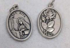 St Rita, Rose On Reverse Medal, Made In Italy