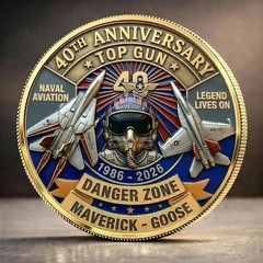 Top Gun 40th Anniversary Coin Danger Zone Maverick Goose 1986-2026 Gold Coin