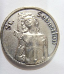 vint 30 mm Catholic Saint Sebastian religious athletes prayer pocket token 54293
