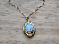 Gold Our Lady of Fatima Medal Locket Pendant necklace 14K gold plated chain