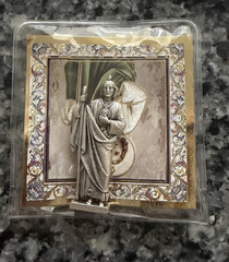 Saint St Jude Silver Tone Metal Saint Pocket TOKEN Icon Prayer difficult situati