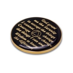 5 Year Sobriety Coin | Triplate AA Chip Recovery Anniversary Token (Black)