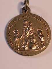 St. Dominic Queen of the Most Holy Rosary Medal Pendant Pray For Us Gold Tone