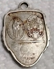 Antique Sterling Shield Religious Medal Saint Christopher Mary Sacred Heart