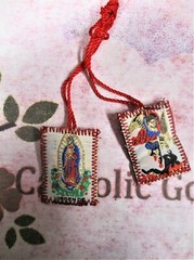 1 3/8″ x 7/8″ Red Saint Michael + Our Lady of Guadalupe Scapular