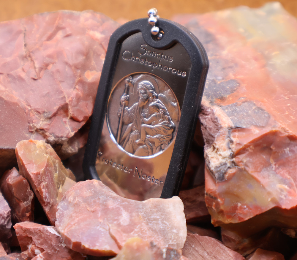 St Christopher Deep Engraved Third Dogtag in Latin