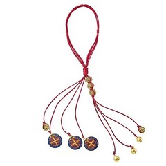 St. Benedict Medal Home Protector Door Hanger – Golden Mini Bells Red Cord 10″ L